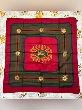 Burberrys Vintage Silk Equestrian Scarf